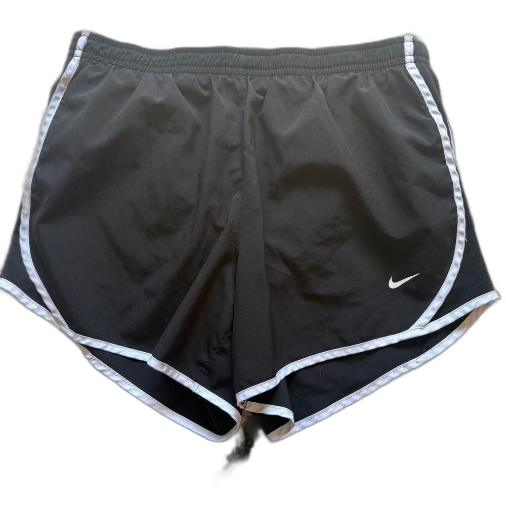Nike Dri-FIT Tempo Running Shorts Womens Large Black White Mesh 3" Athletic